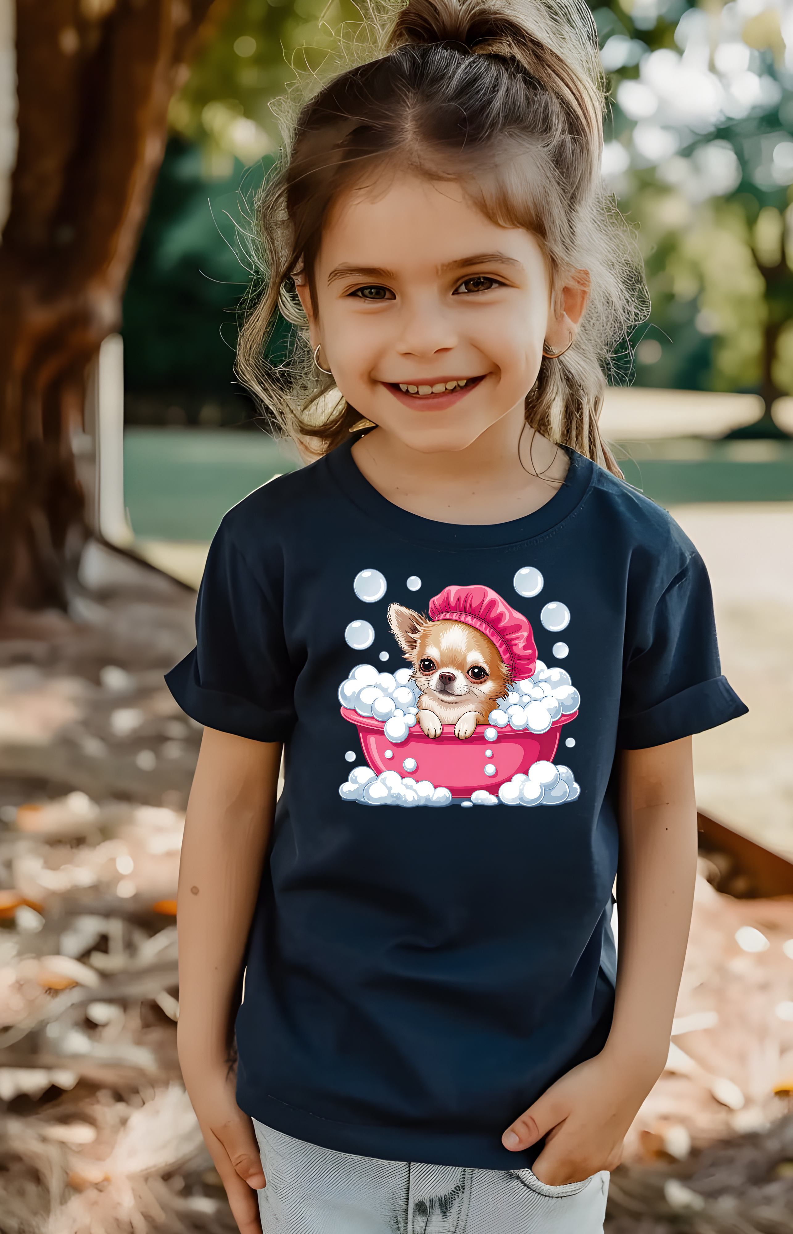 Stay Pawsitive Bubble Pup Girls’ Tee