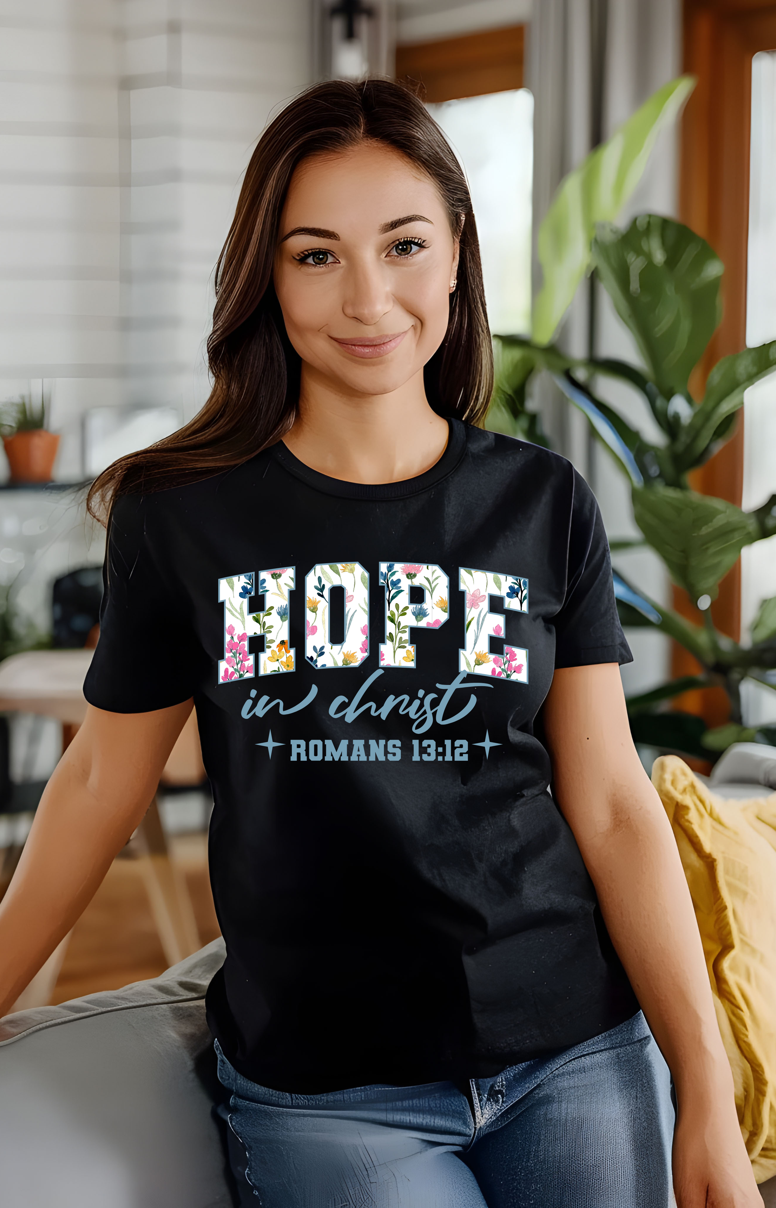 Hope in Christ – Romans 13:12 Floral Christian T-Shirt