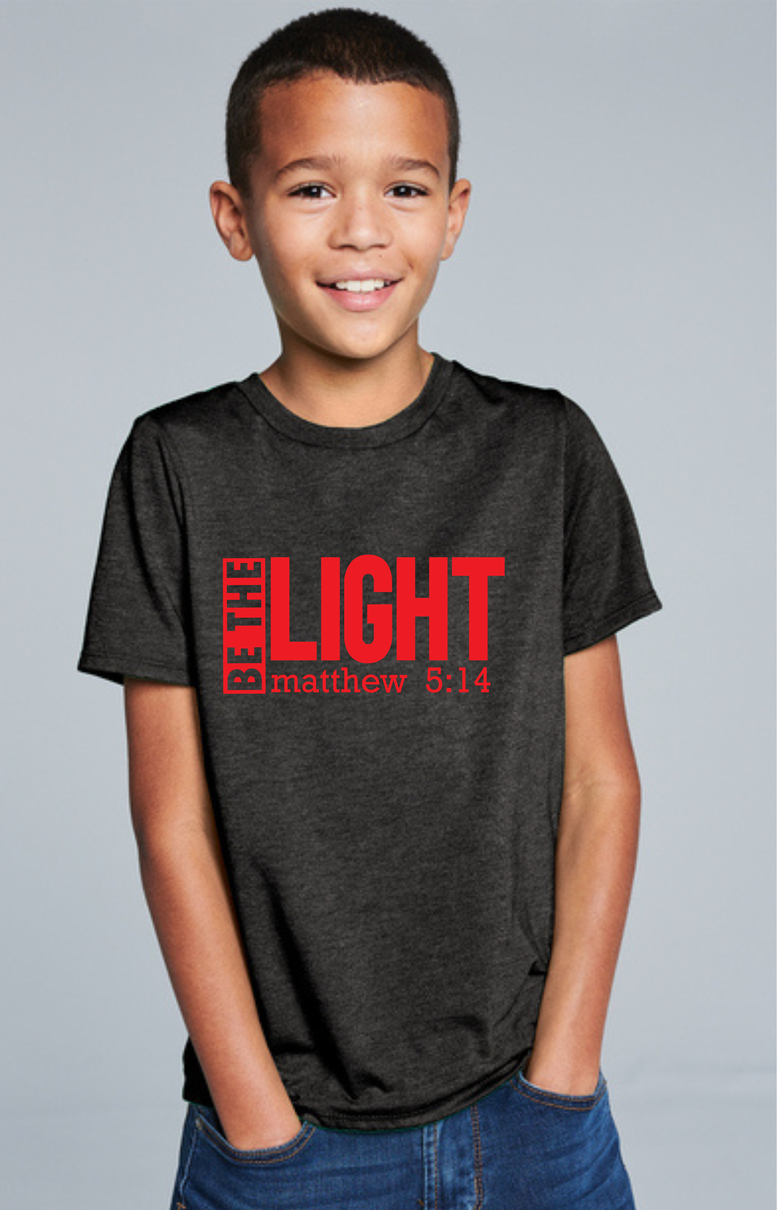 Be The Light Kids’ Tee – Matthew 5:14 Faith Shirt