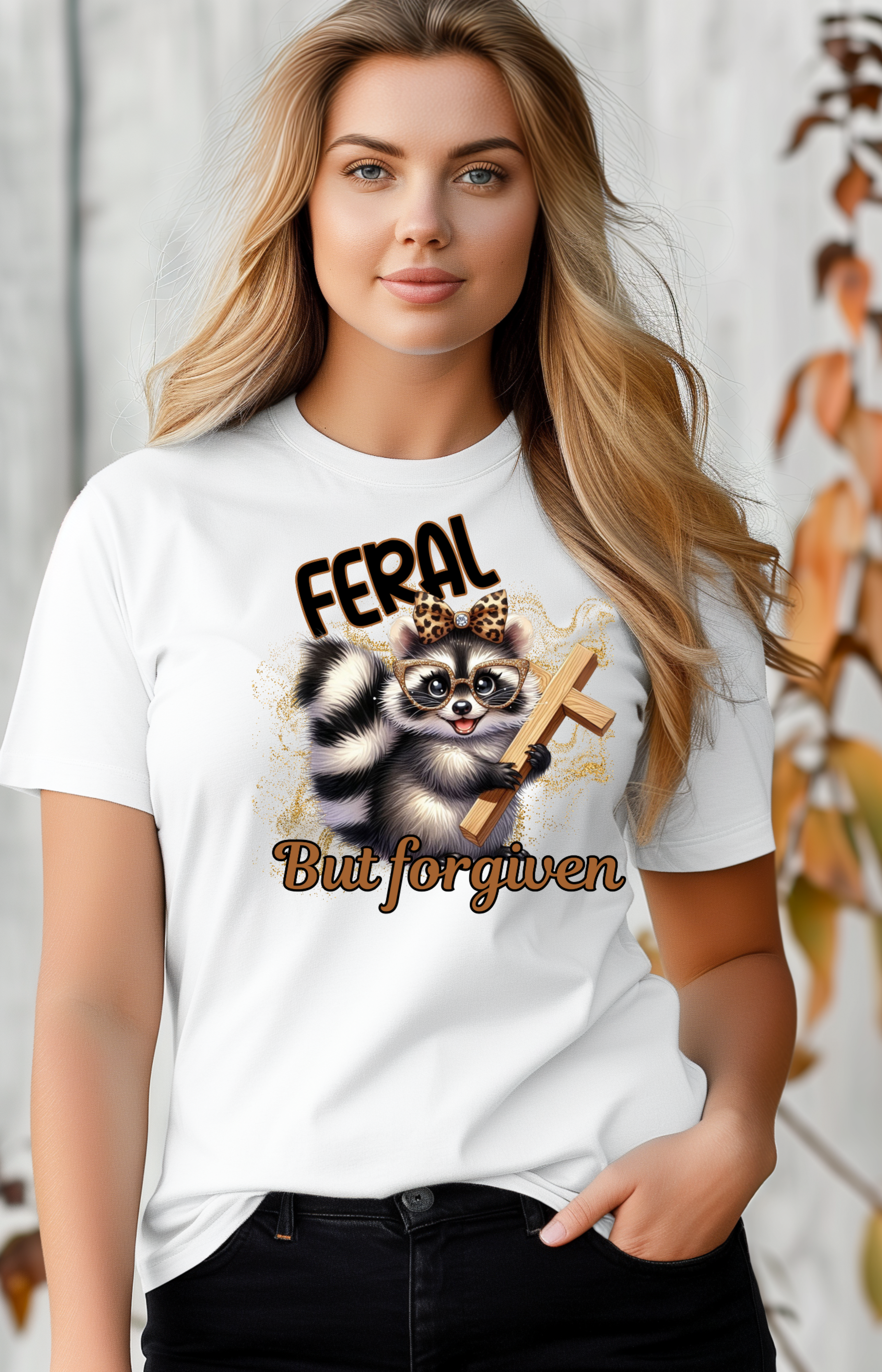 Feral But Forgiven – Christian Raccoon Tee