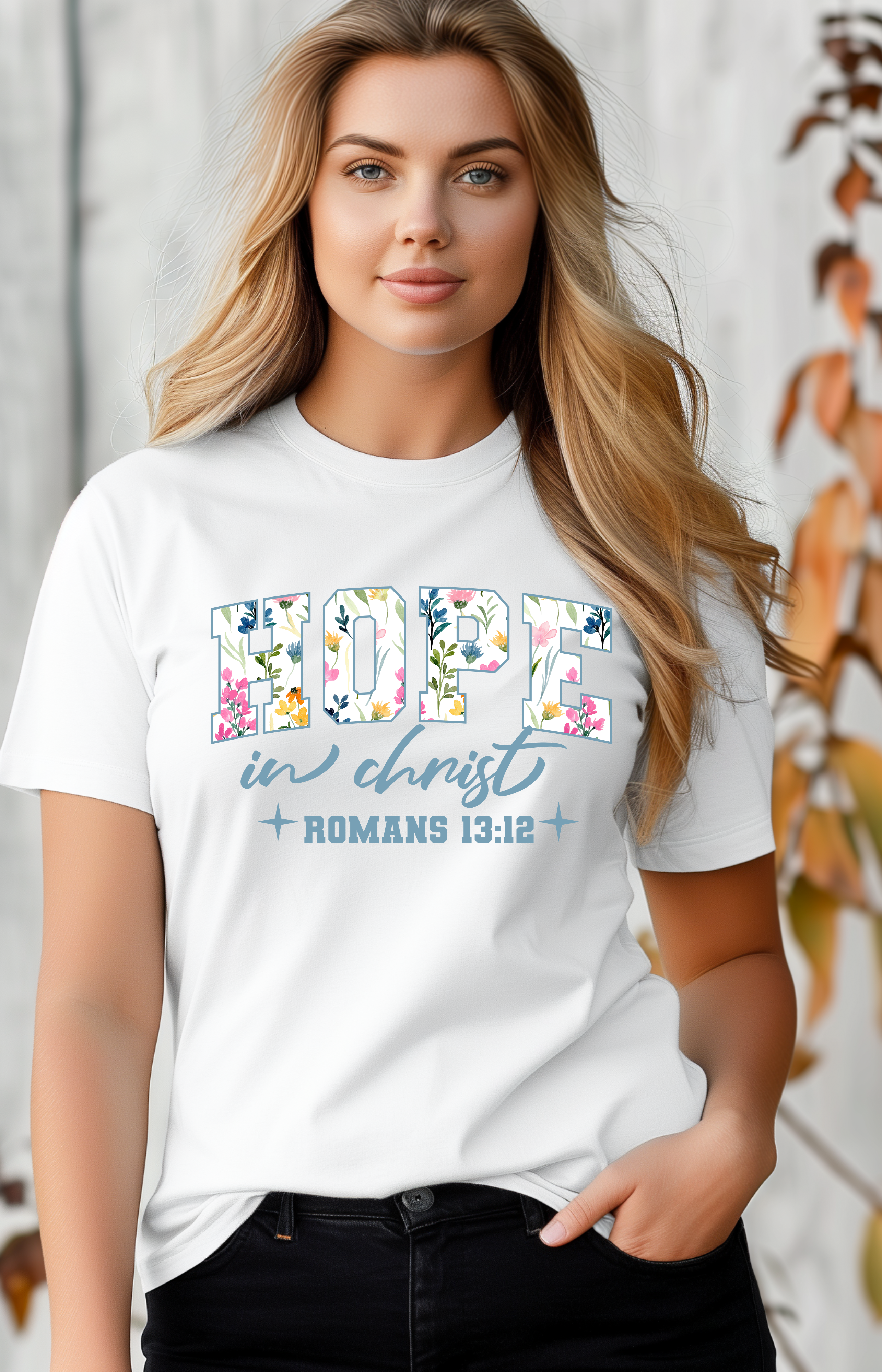 Hope in Christ – Romans 13:12 Floral Christian T-Shirt