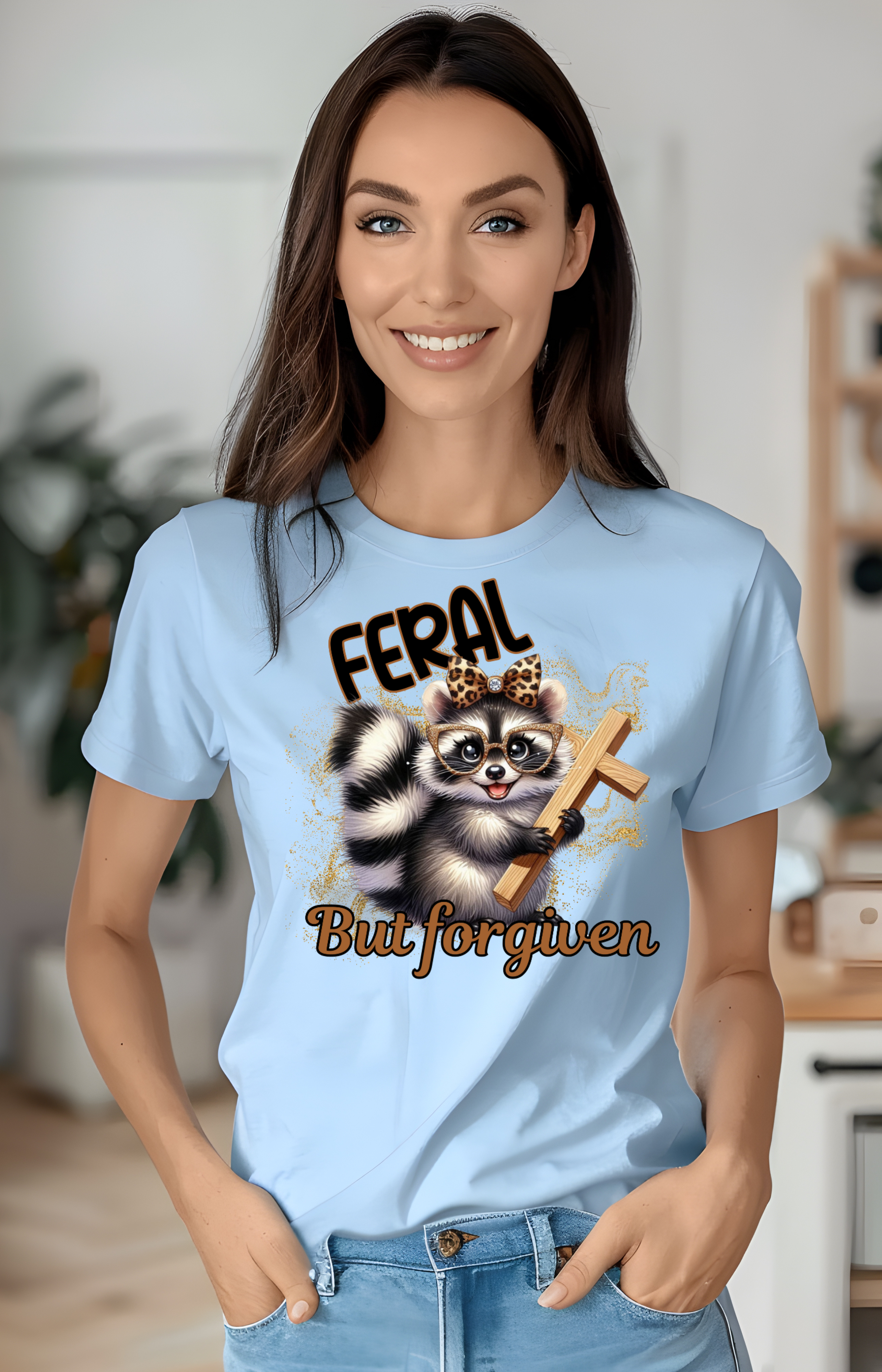 Feral But Forgiven – Christian Raccoon Tee