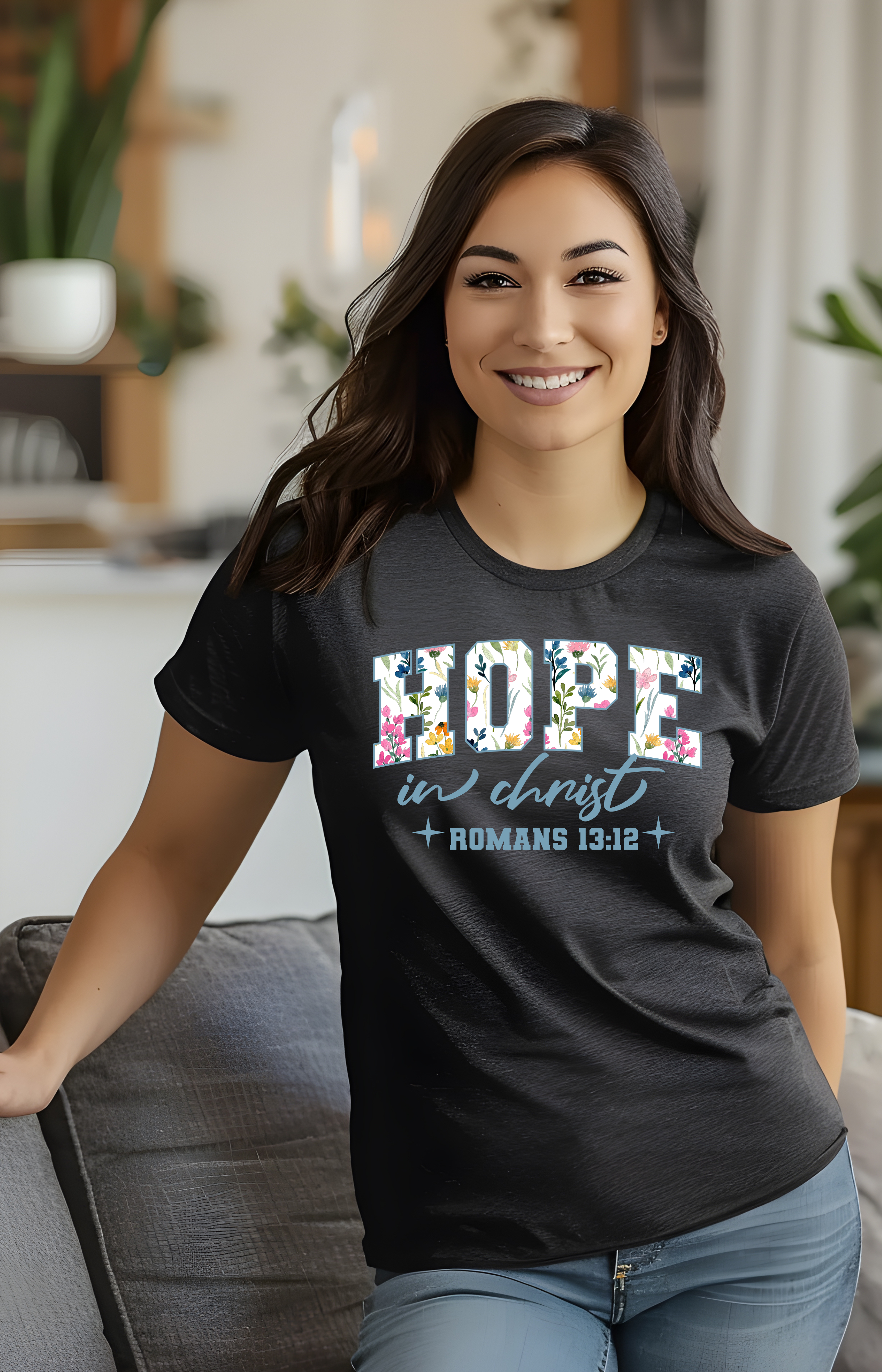 Hope in Christ – Romans 13:12 Floral Christian T-Shirt