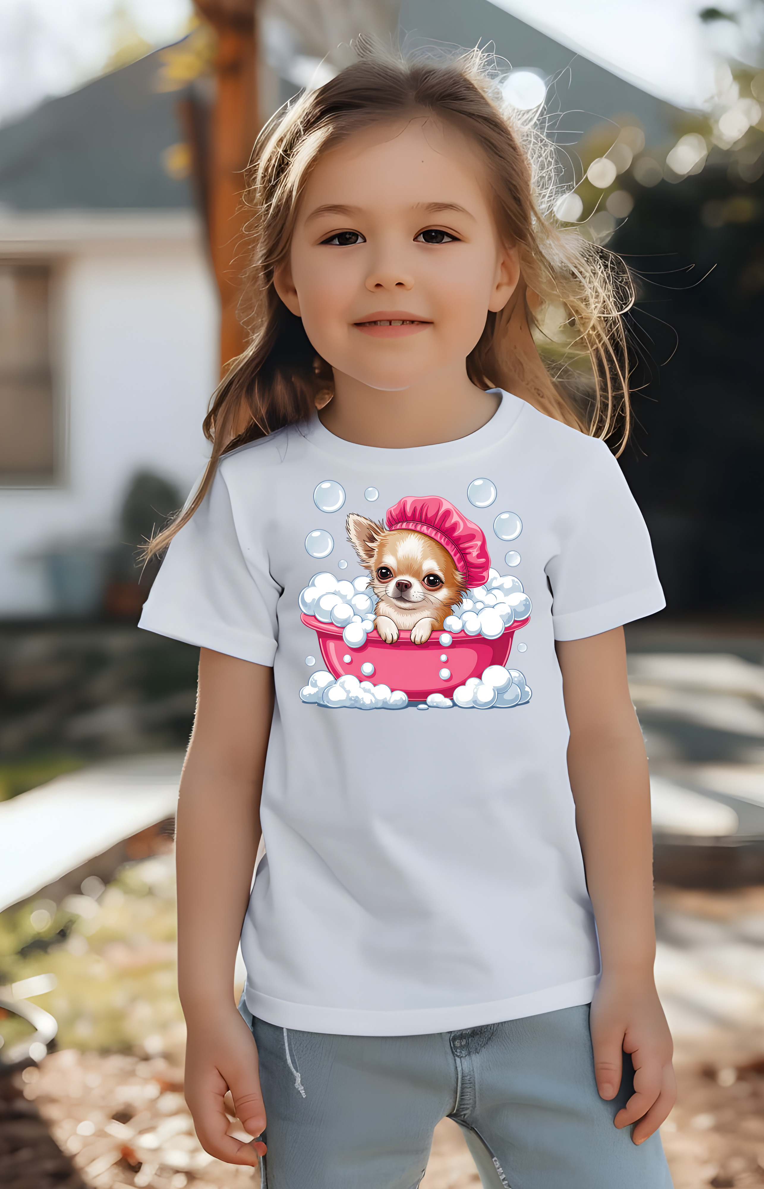 Stay Pawsitive Bubble Pup Girls’ Tee