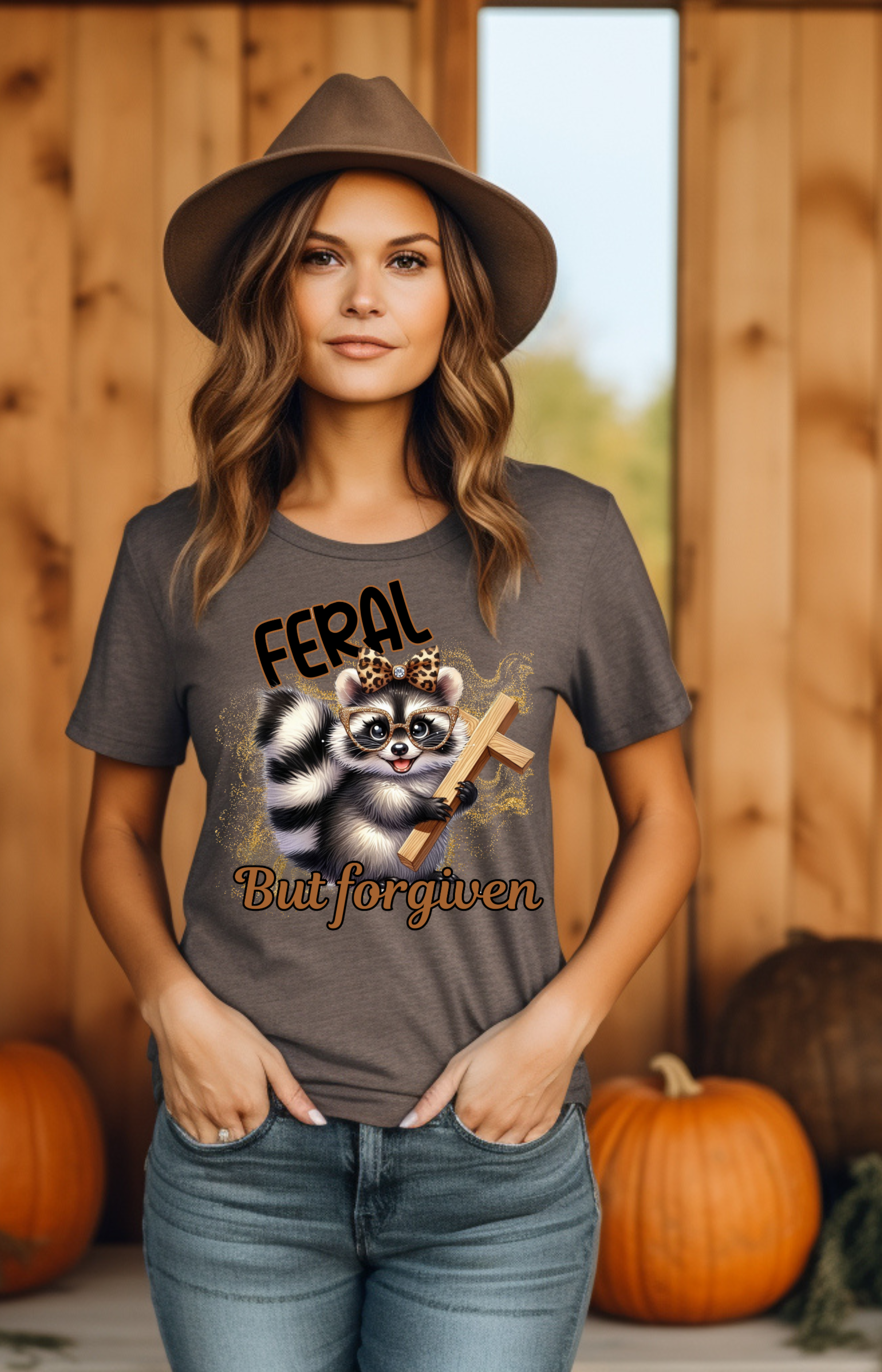 Feral But Forgiven – Christian Raccoon Tee