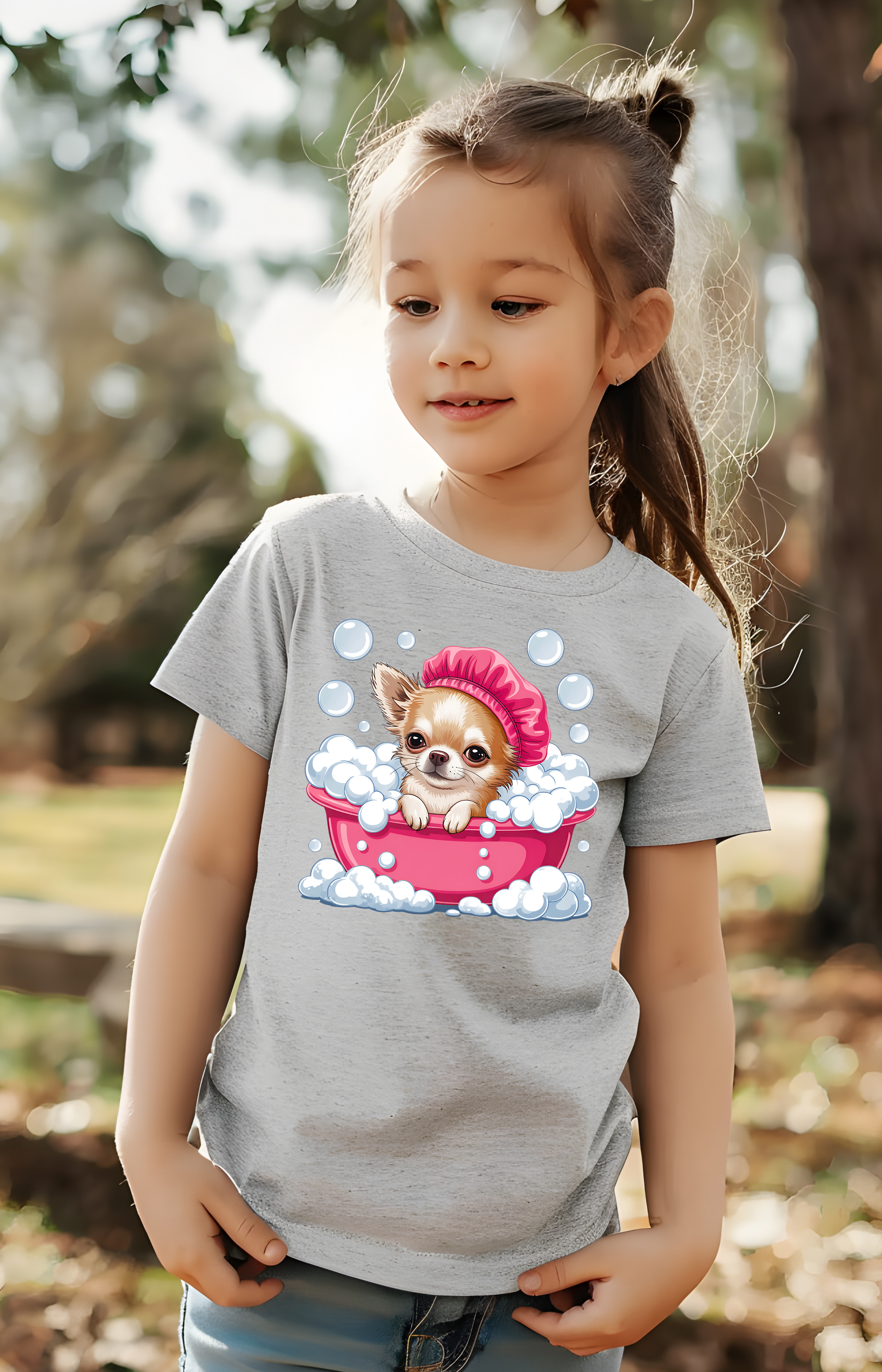 Stay Pawsitive Bubble Pup Girls’ Tee
