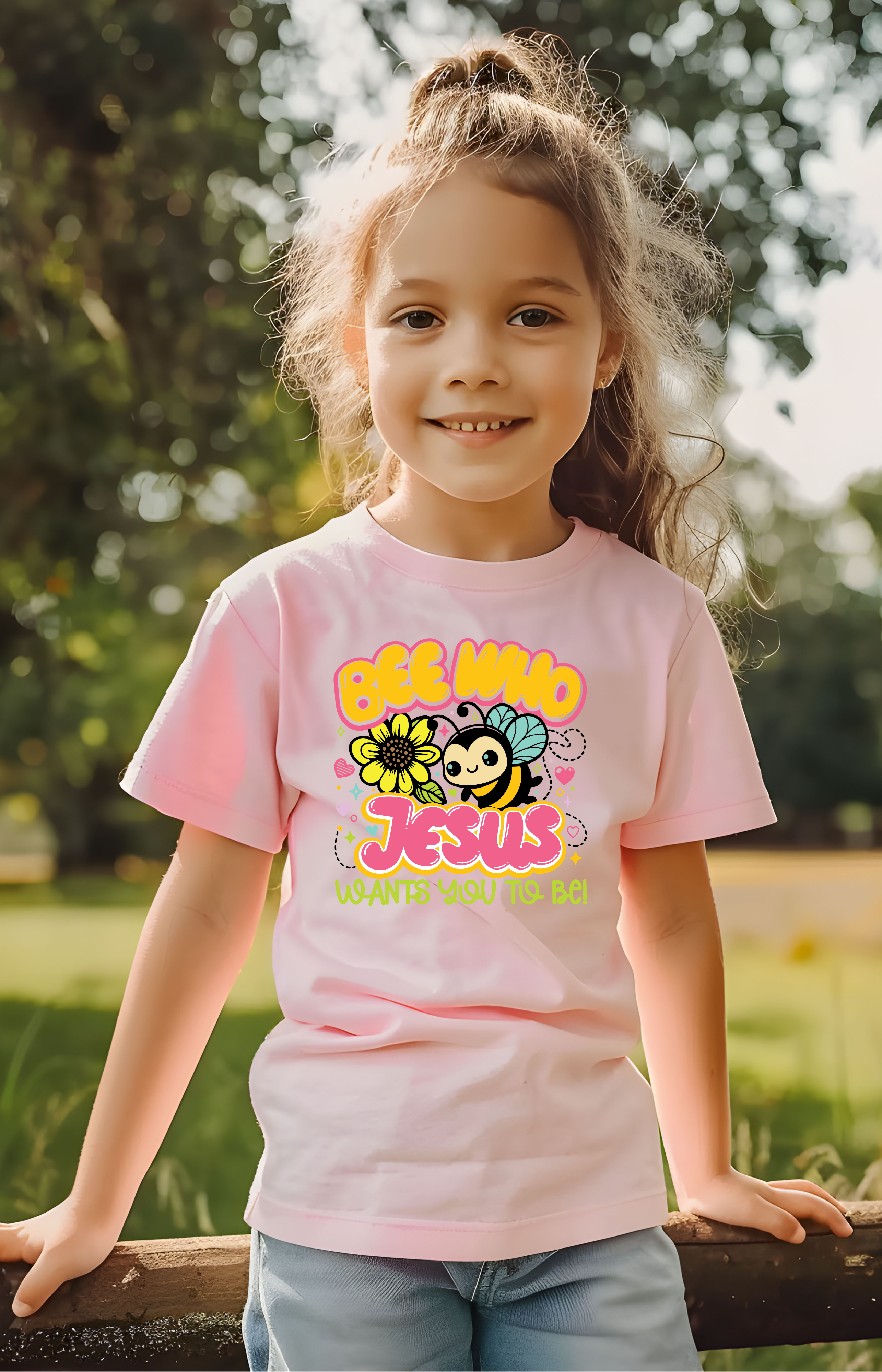 Bee Who Jesus Wants You to Be Kids’ Tee – Faith & Joy Edition