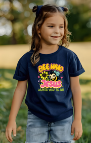 Bee Who Jesus Wants You to Be Kids’ Tee – Faith & Joy Edition