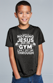 Jesus & The Gym Kids’ Tee – Faith, Strength & Grind