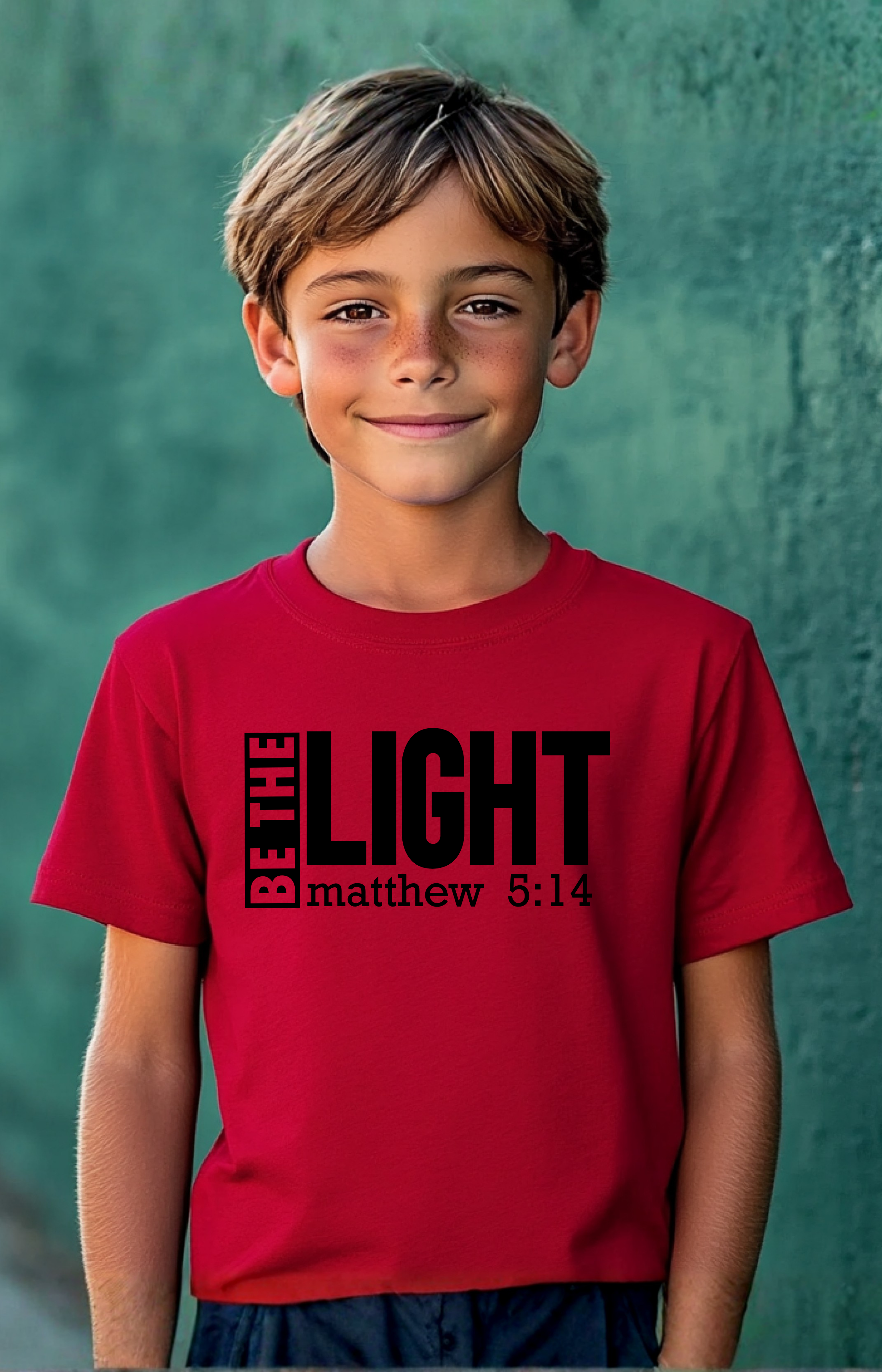 Be The Light Kids’ Tee – Matthew 5:14 Faith Shirt