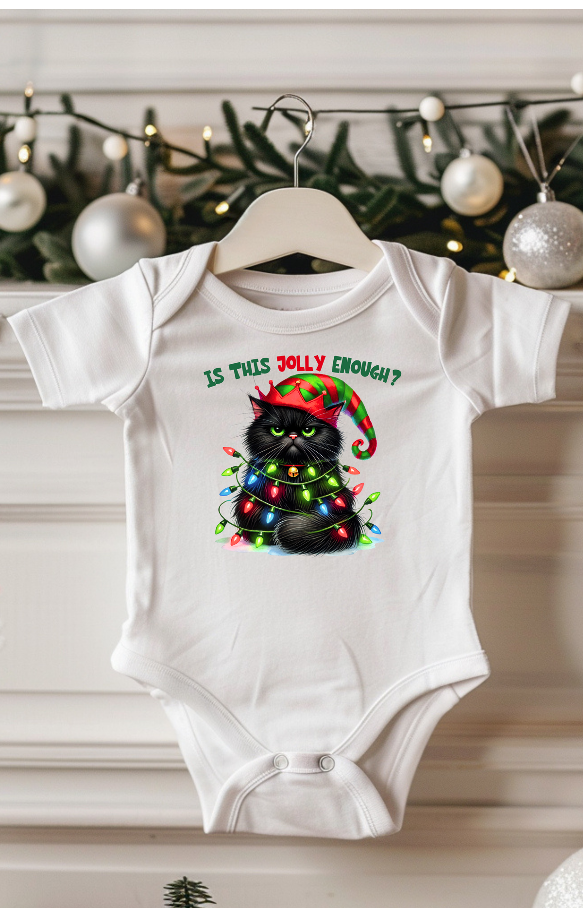 Is This Jolly Enough? – Holiday Cat Baby Onesie