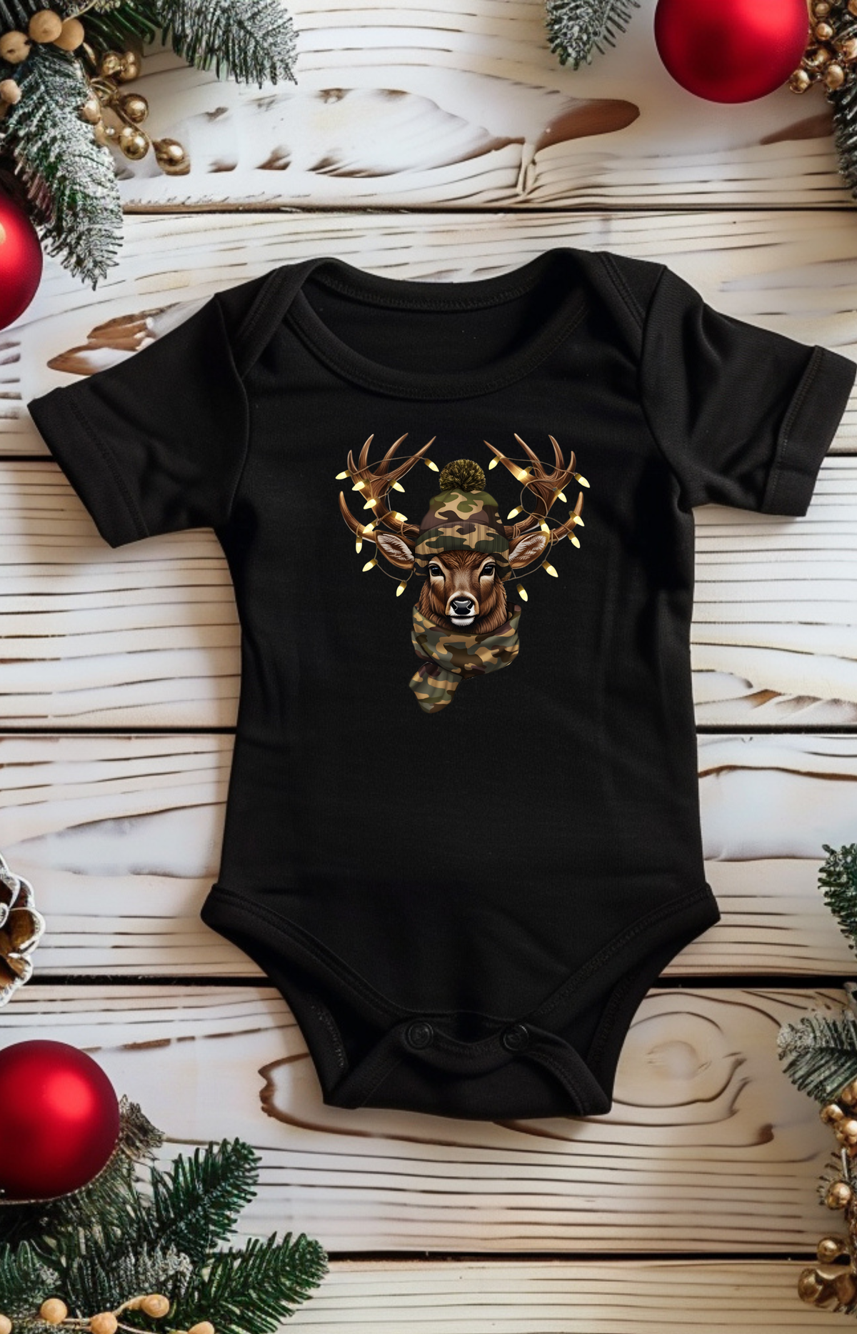 Camo Buck – Little Hunter Holiday Onesie