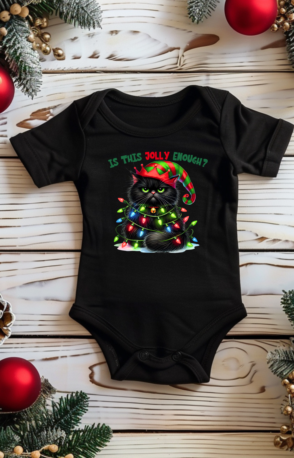 Is This Jolly Enough? – Holiday Cat Baby Onesie