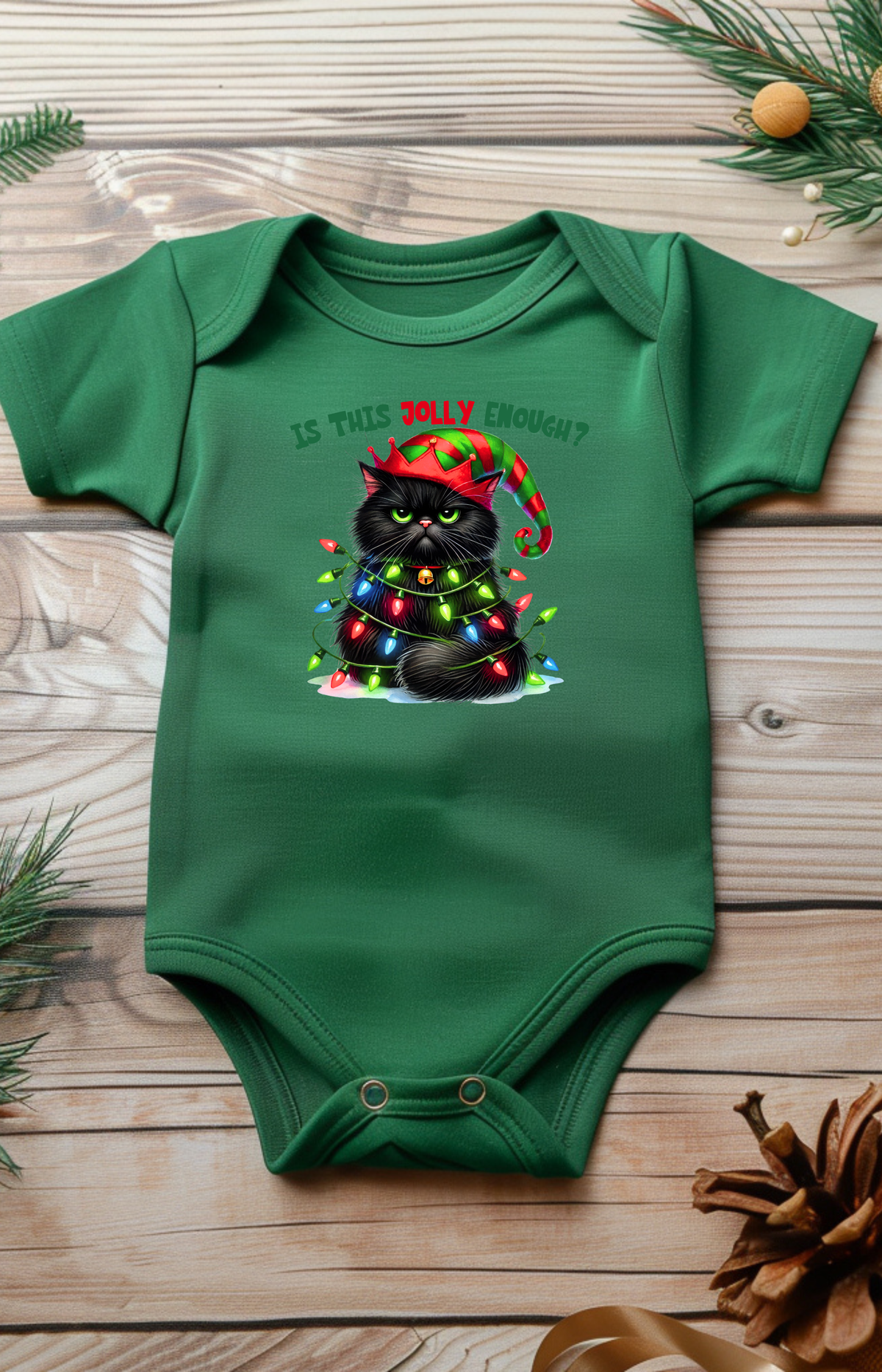 Is This Jolly Enough? – Holiday Cat Baby Onesie