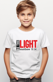 Be The Light Kids’ Tee – Matthew 5:14 Faith Shirt