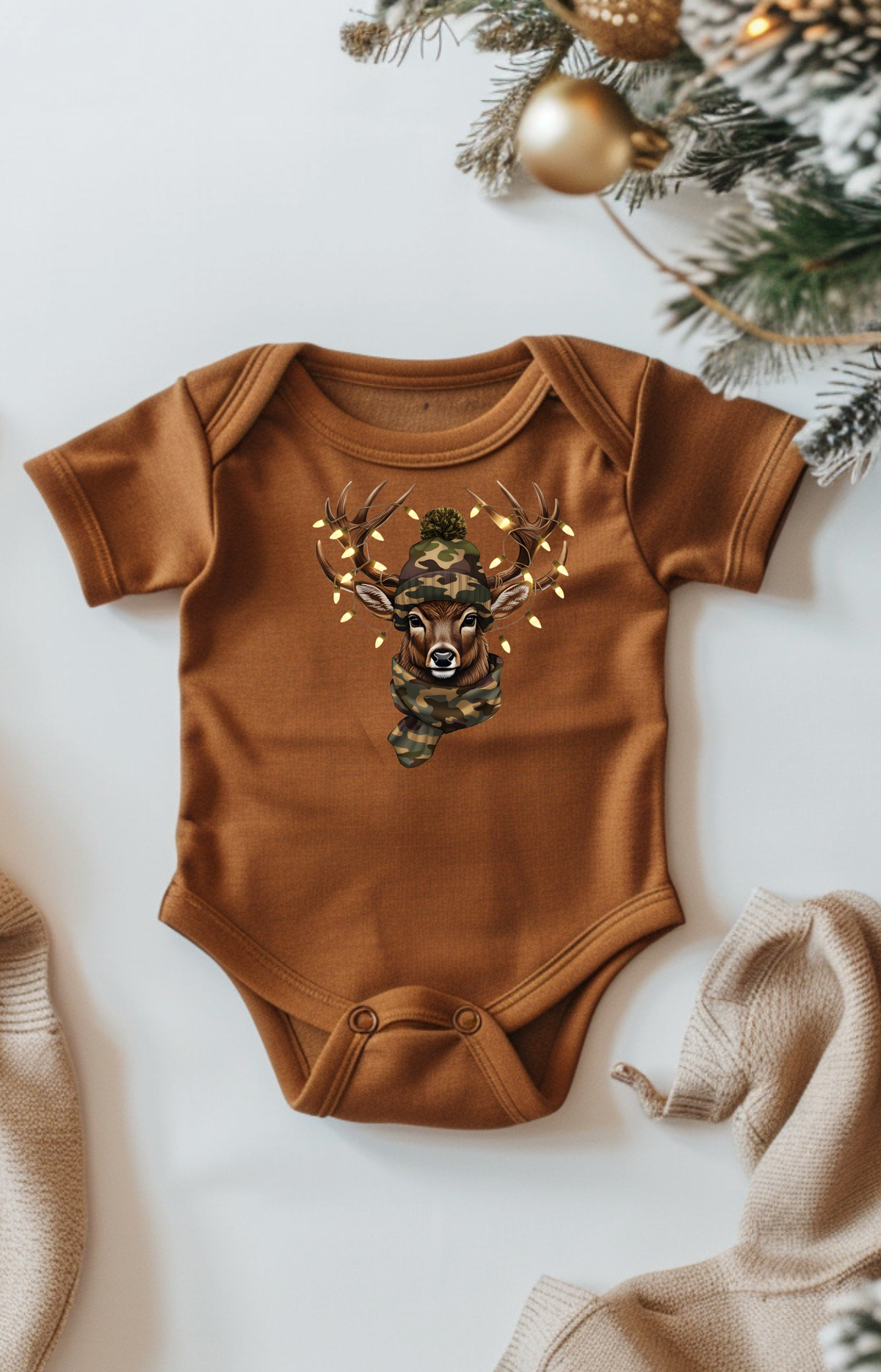 Camo Buck – Little Hunter Holiday Onesie