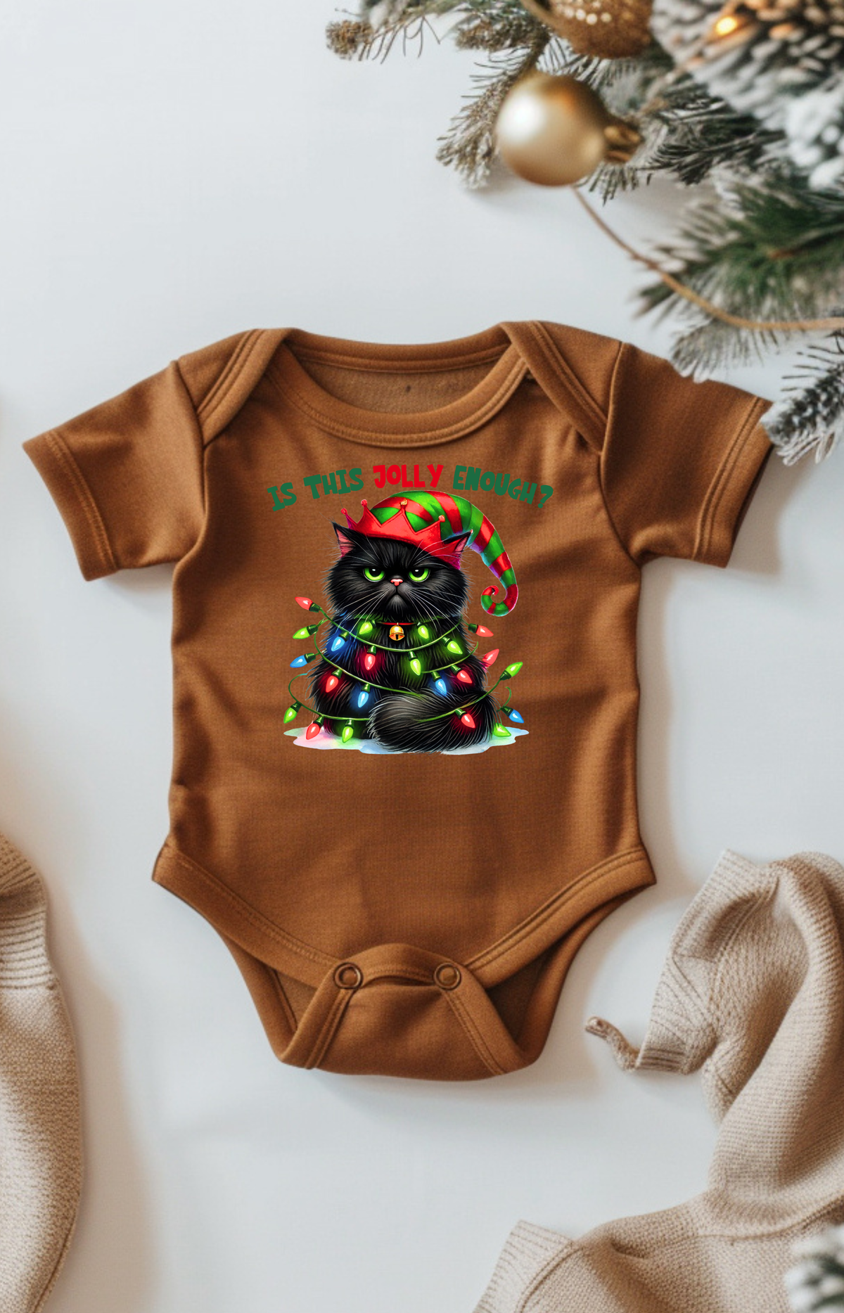Is This Jolly Enough? – Holiday Cat Baby Onesie