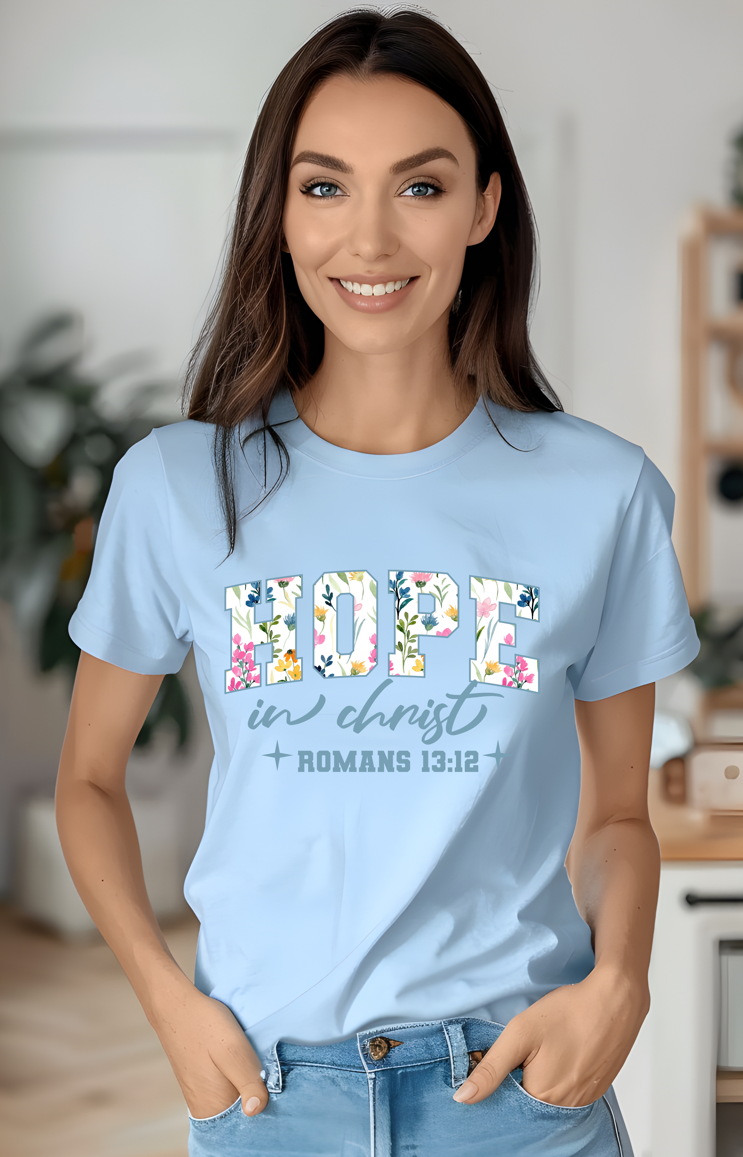 Hope in Christ – Romans 13:12 Floral Christian T-Shirt