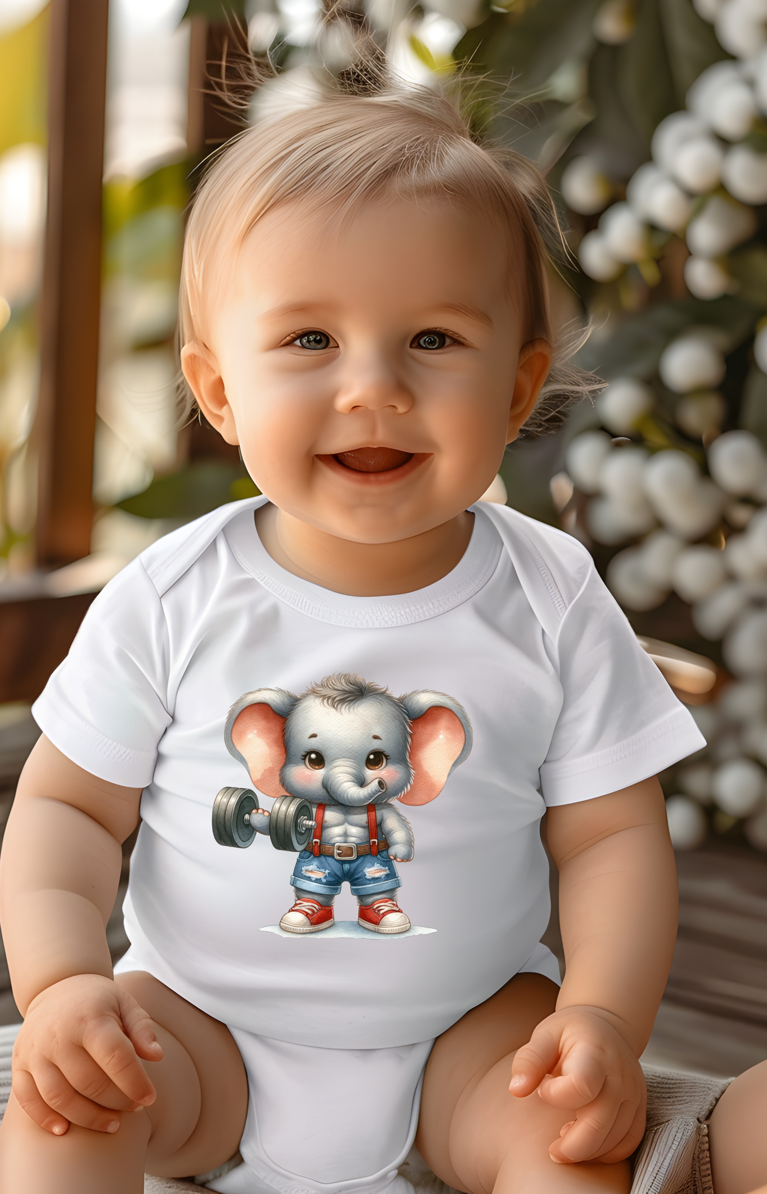 Little Lifter Elephant Baby Onesie