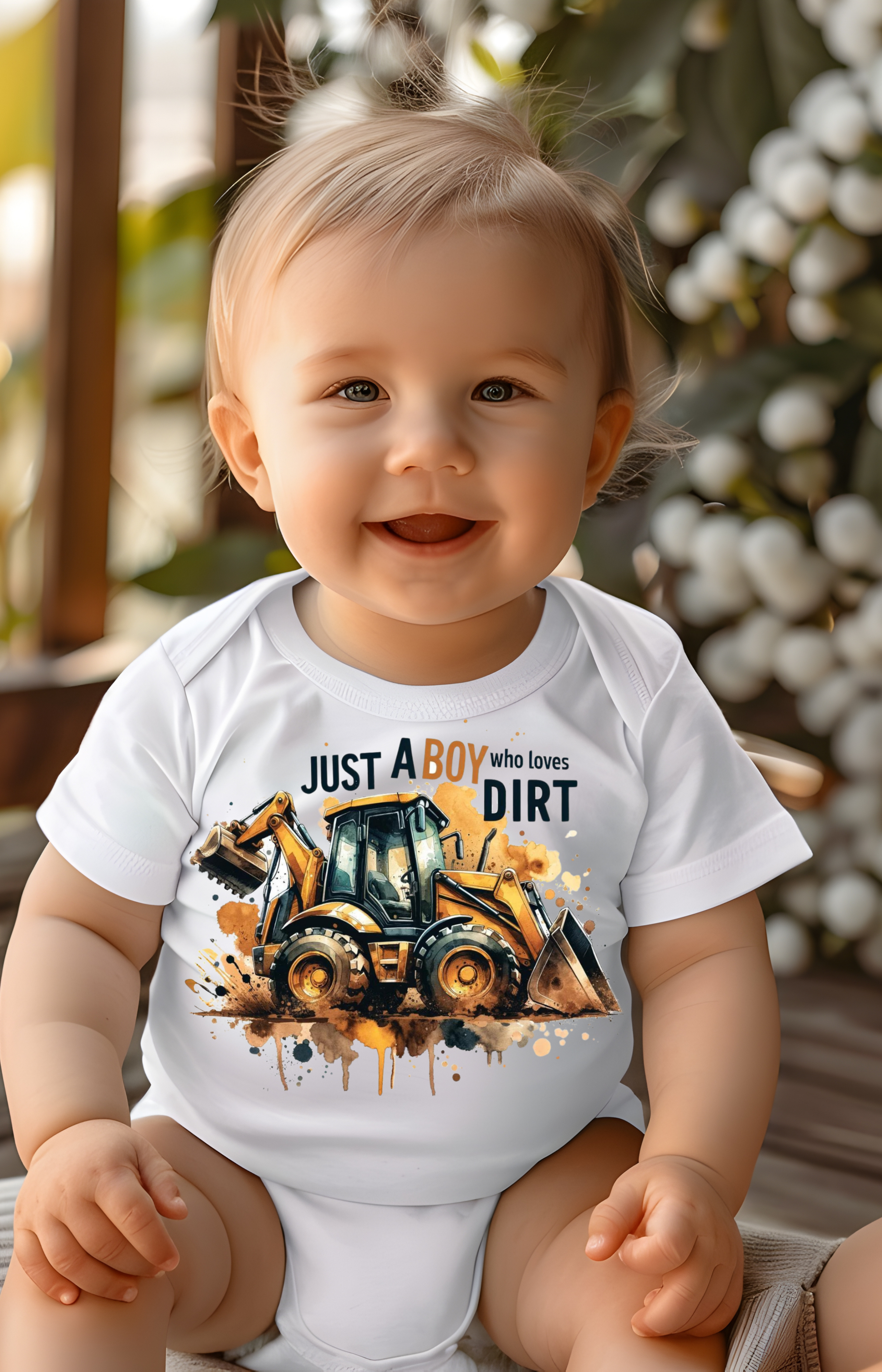 Just a Boy Who Loves Dirt Baby Onesie