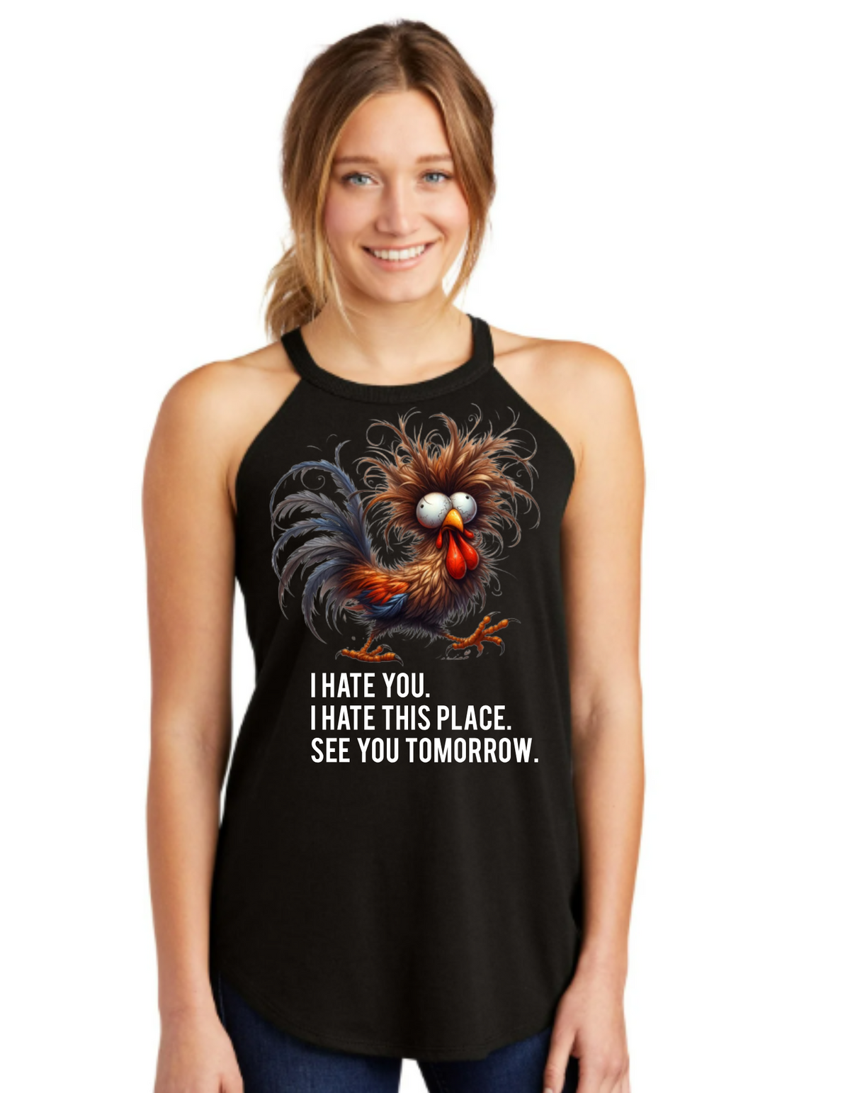 "I Hate You, I Hate This Place, See You Tomorrow" – Funny Gym Tri Rocker Tank