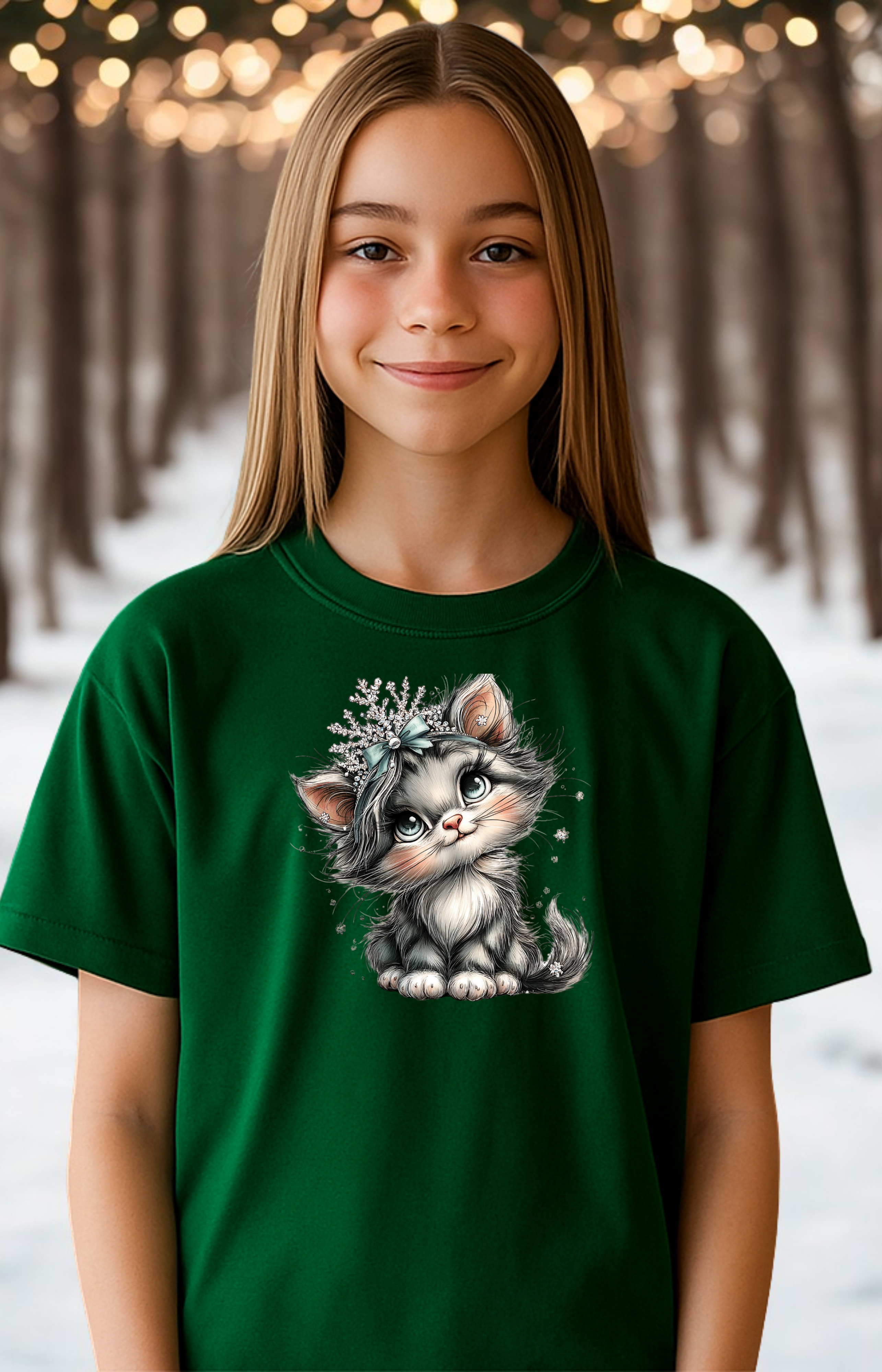 Snowflake Kitty T-Shirt – Sparkle with Kindness