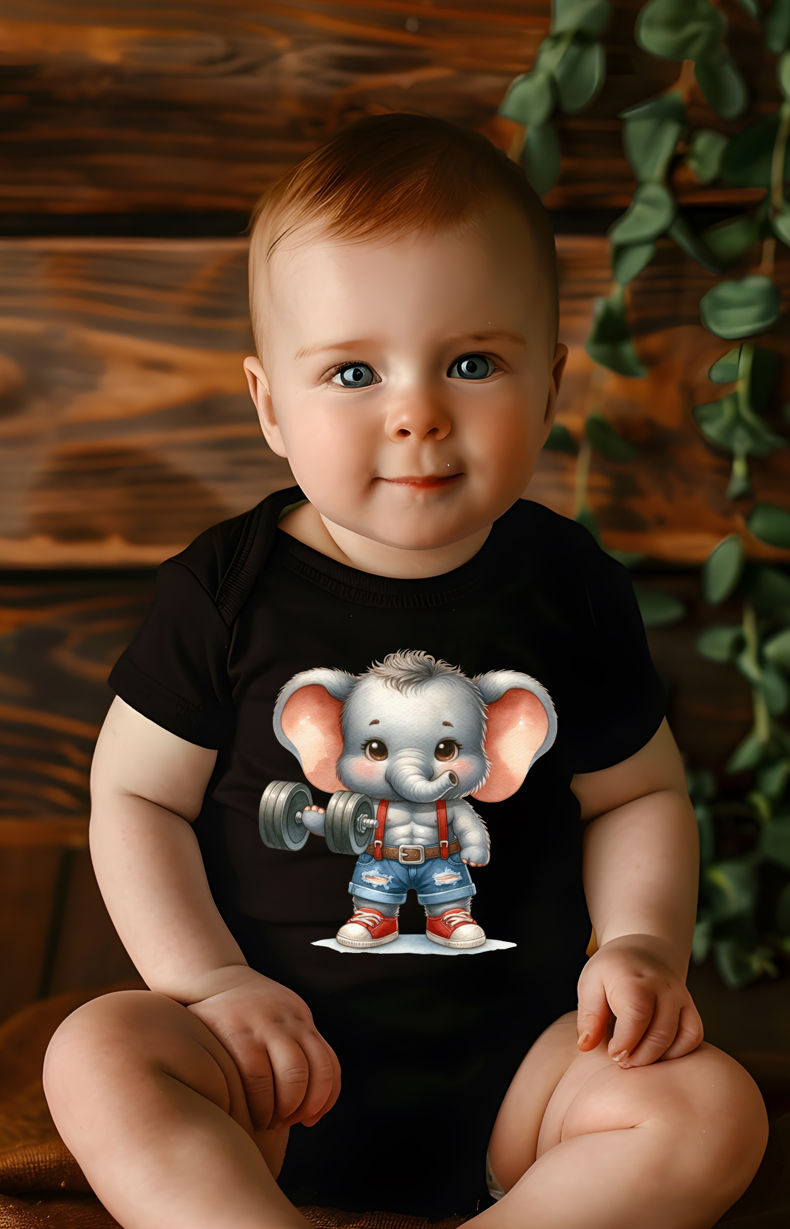 Little Lifter Elephant Baby Onesie