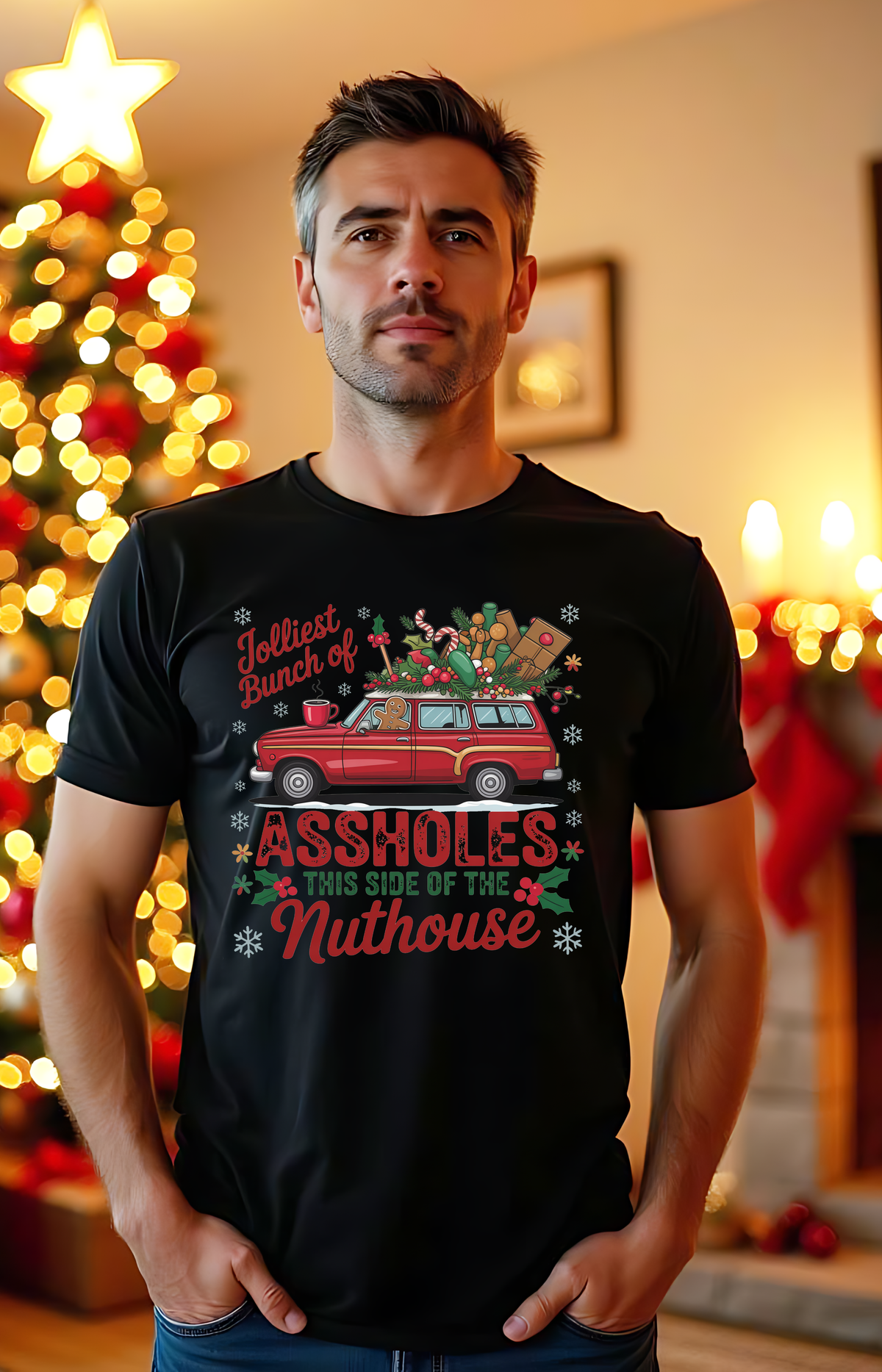 Jolliest Bunch of Aholes T-shirt 🎄😂 Holiday Chaos Crew Edition**