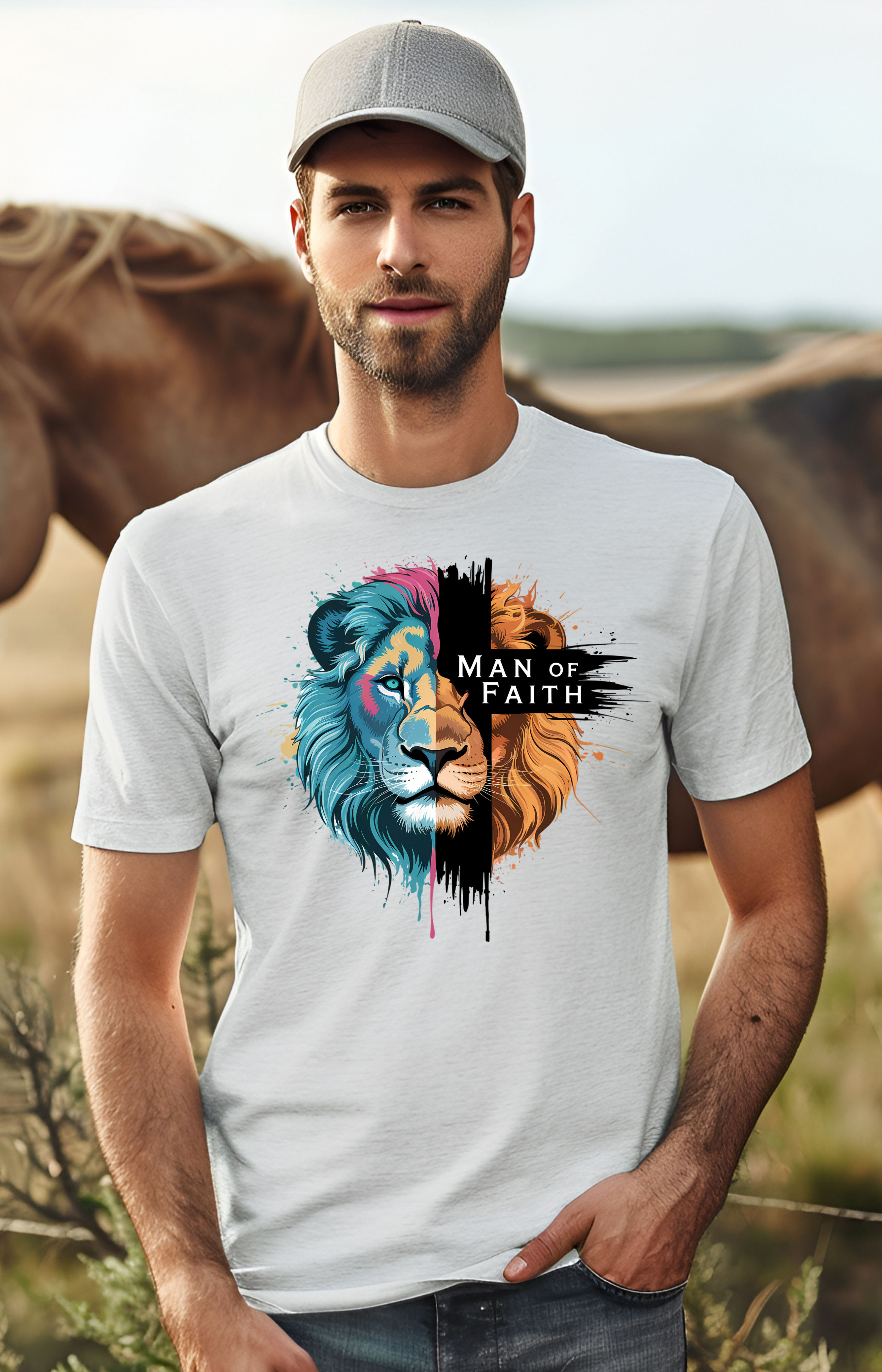 Man of Faith Men’s T-Shirt – Strength & Spirit Edition