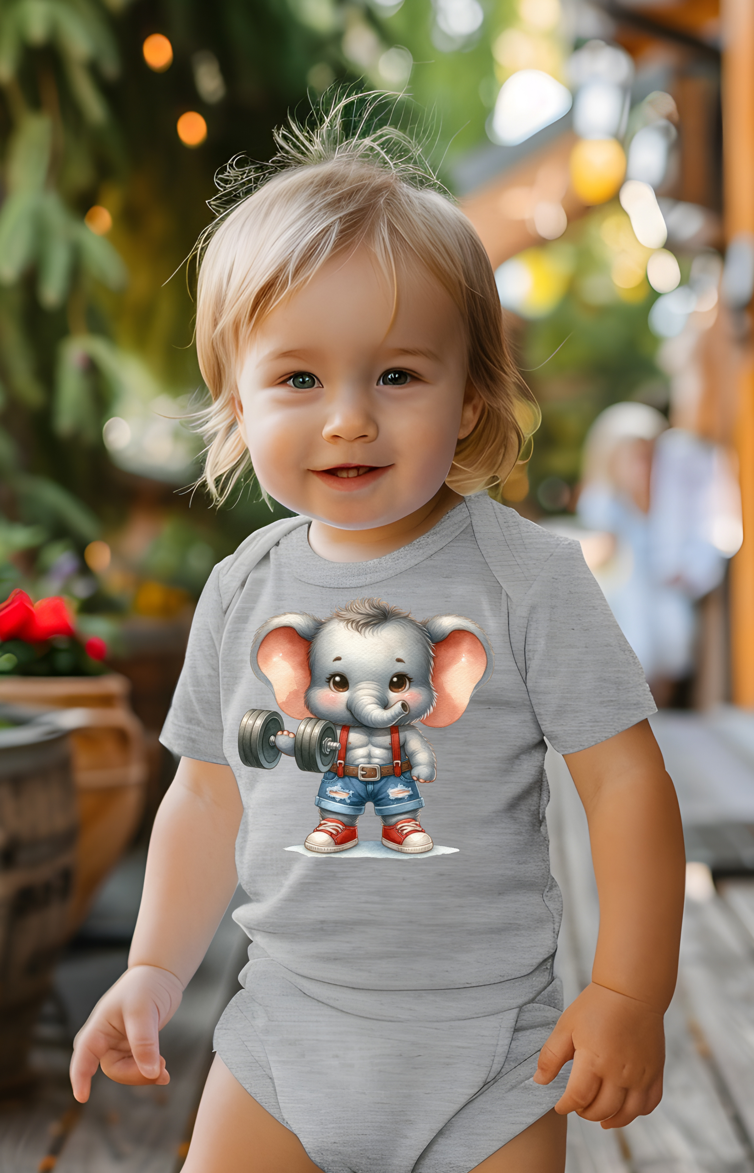 Little Lifter Elephant Baby Onesie