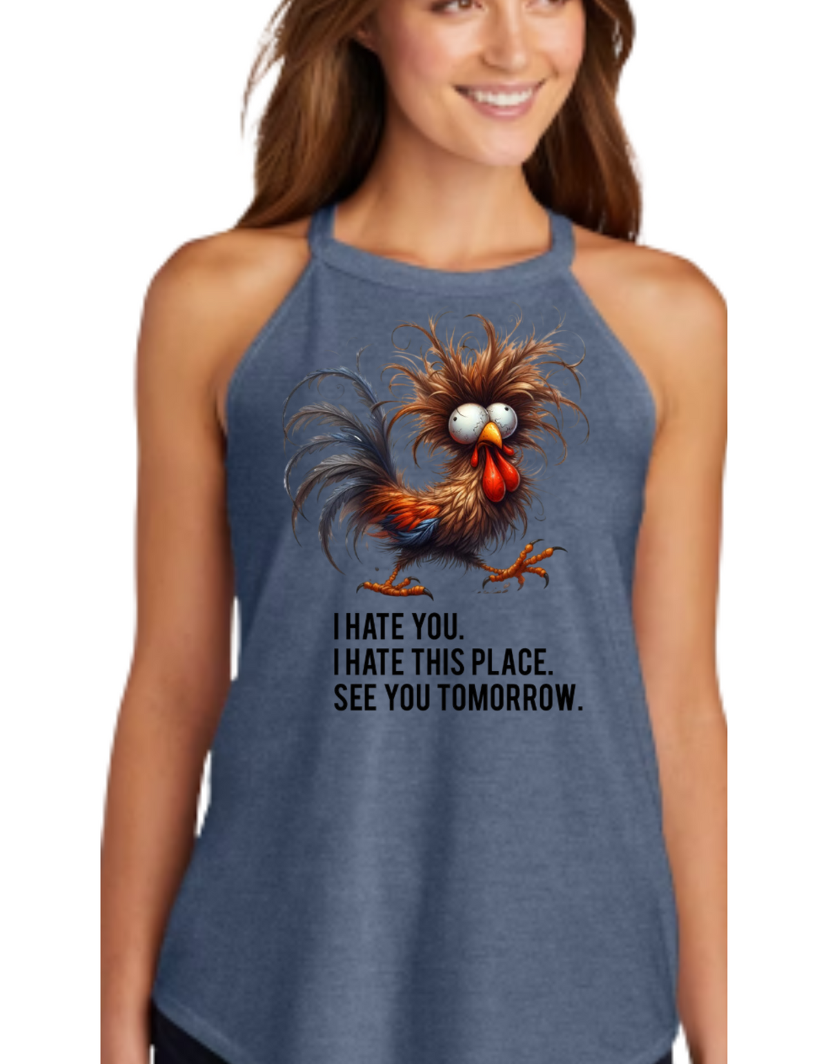 "I Hate You, I Hate This Place, See You Tomorrow" – Funny Gym Tri Rocker Tank