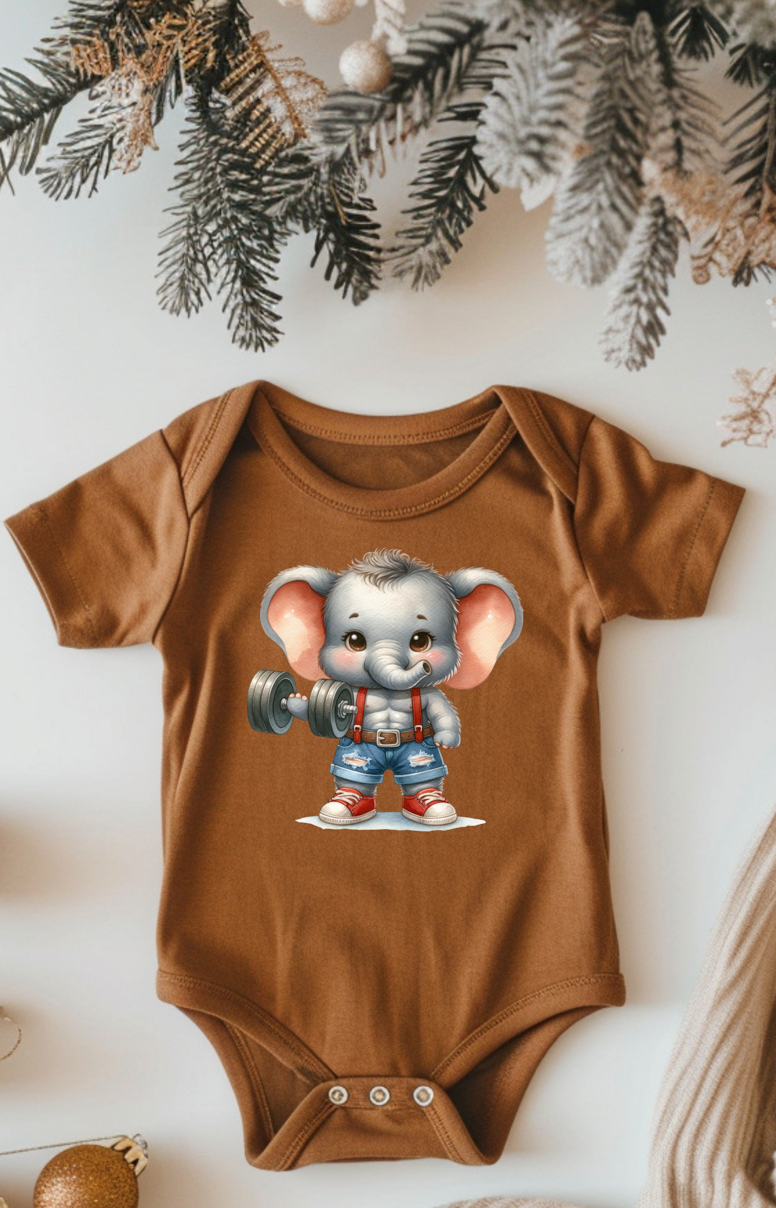 Little Lifter Elephant Baby Onesie