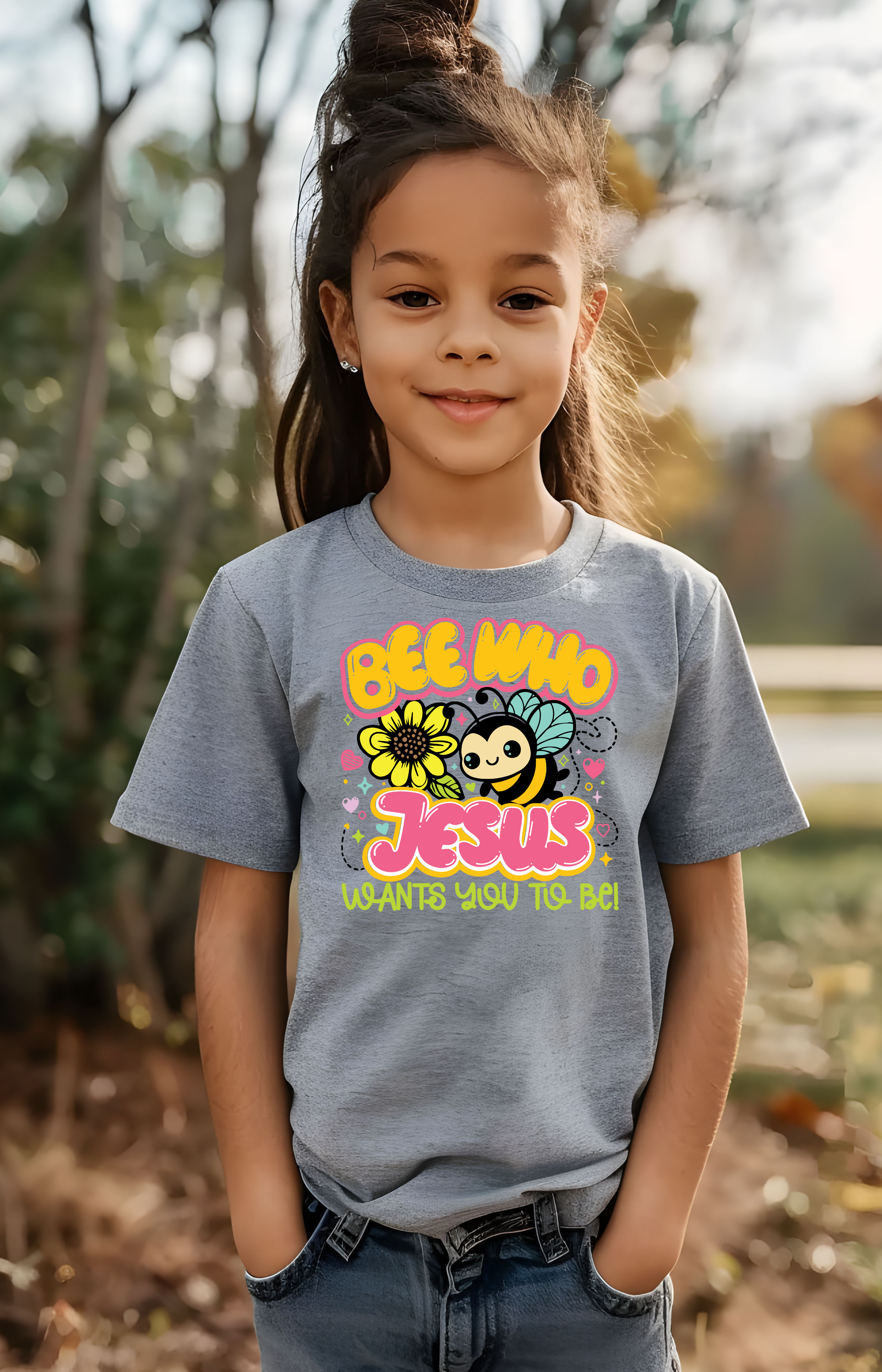 Bee Who Jesus Wants You to Be Kids’ Tee – Faith & Joy Edition